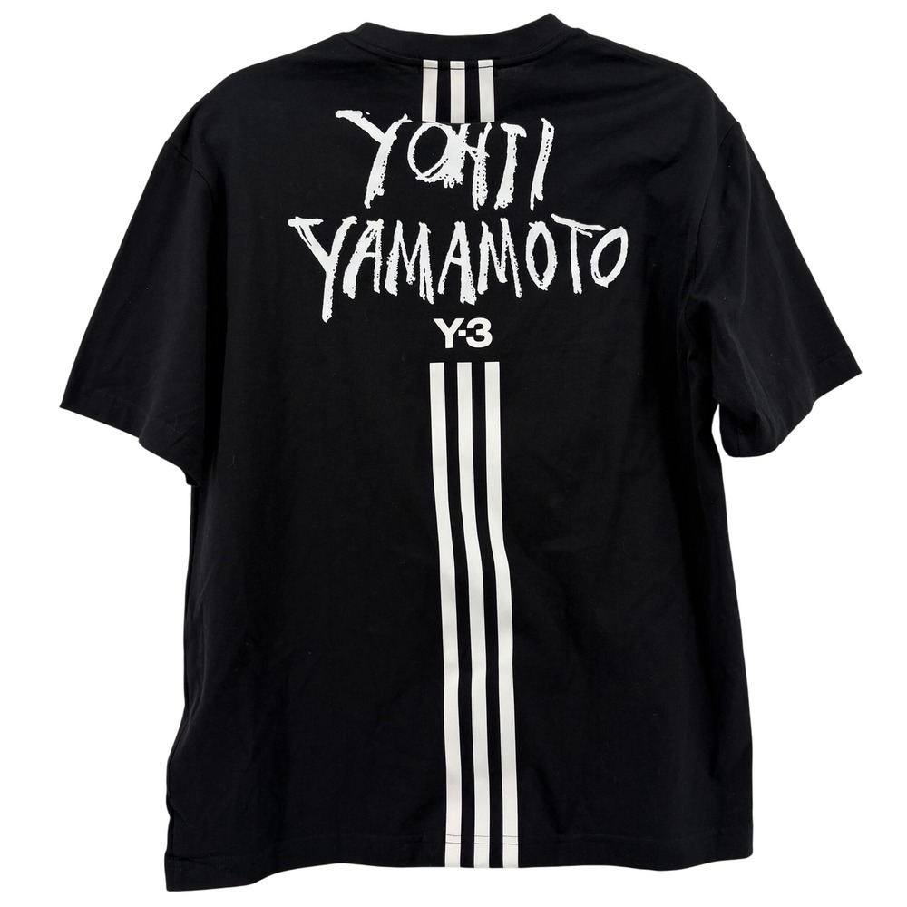 adidas Y-3 Yohji Yamamoto Signature Logo 3-Stripes Tee Black Size Small NWOT VTG
